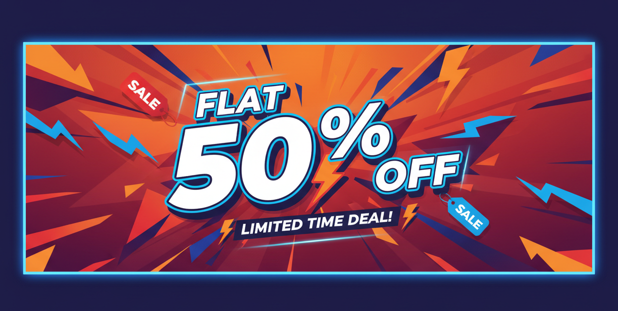 Flat 50% Off Hero Banner